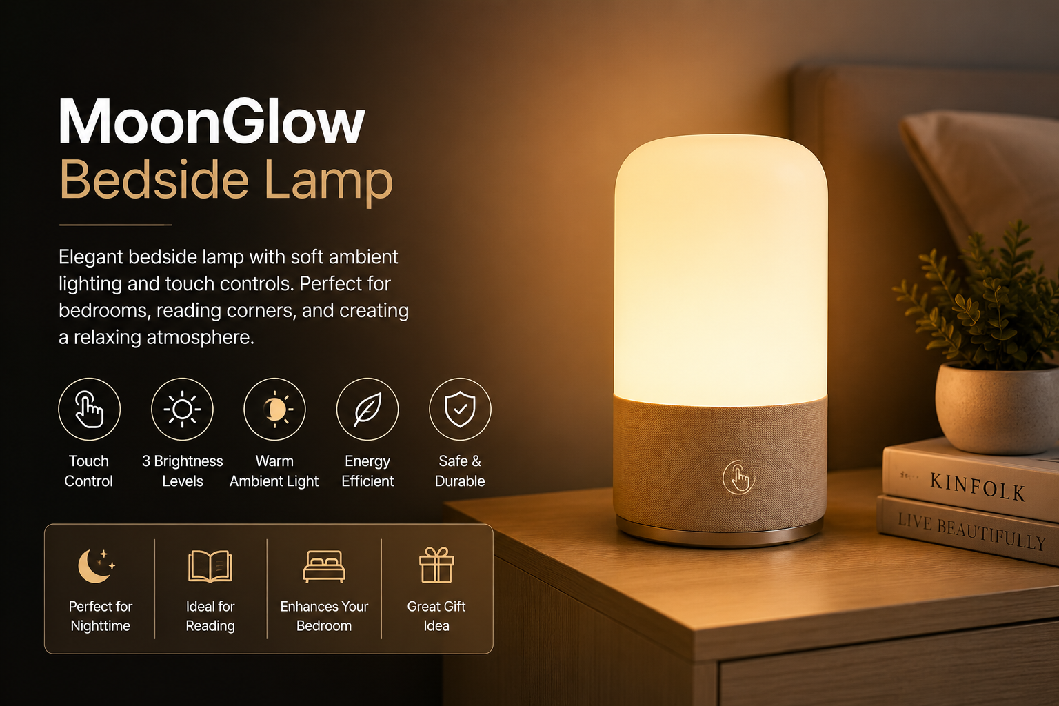 💡 MoonGlow Bedside Lamp