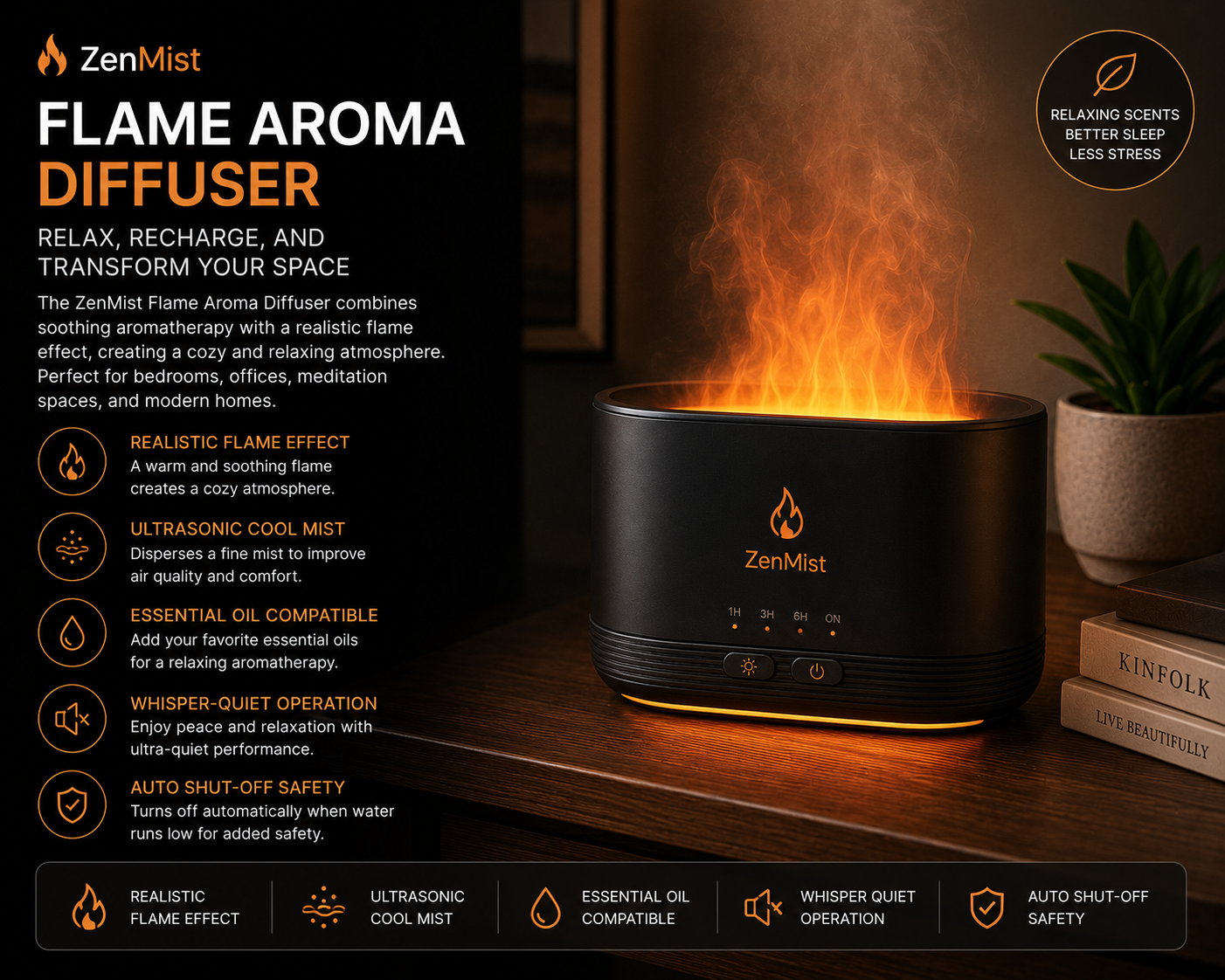 ZenMist Flame Aroma Diffuser