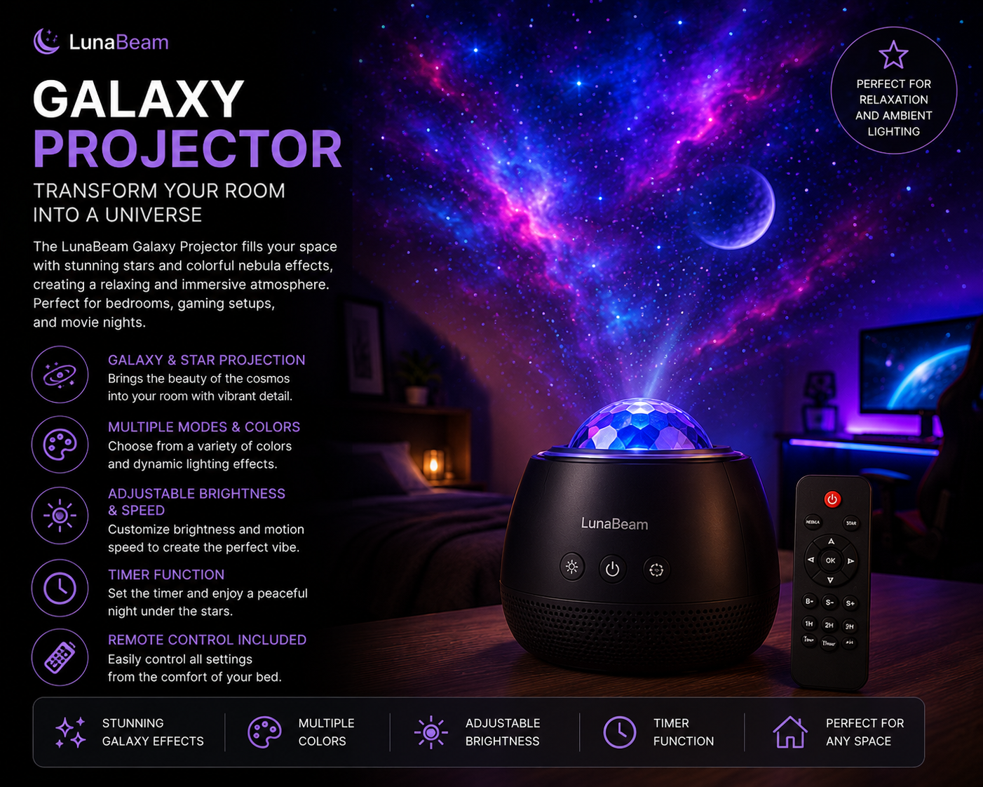 LunaBeam Galaxy Projector