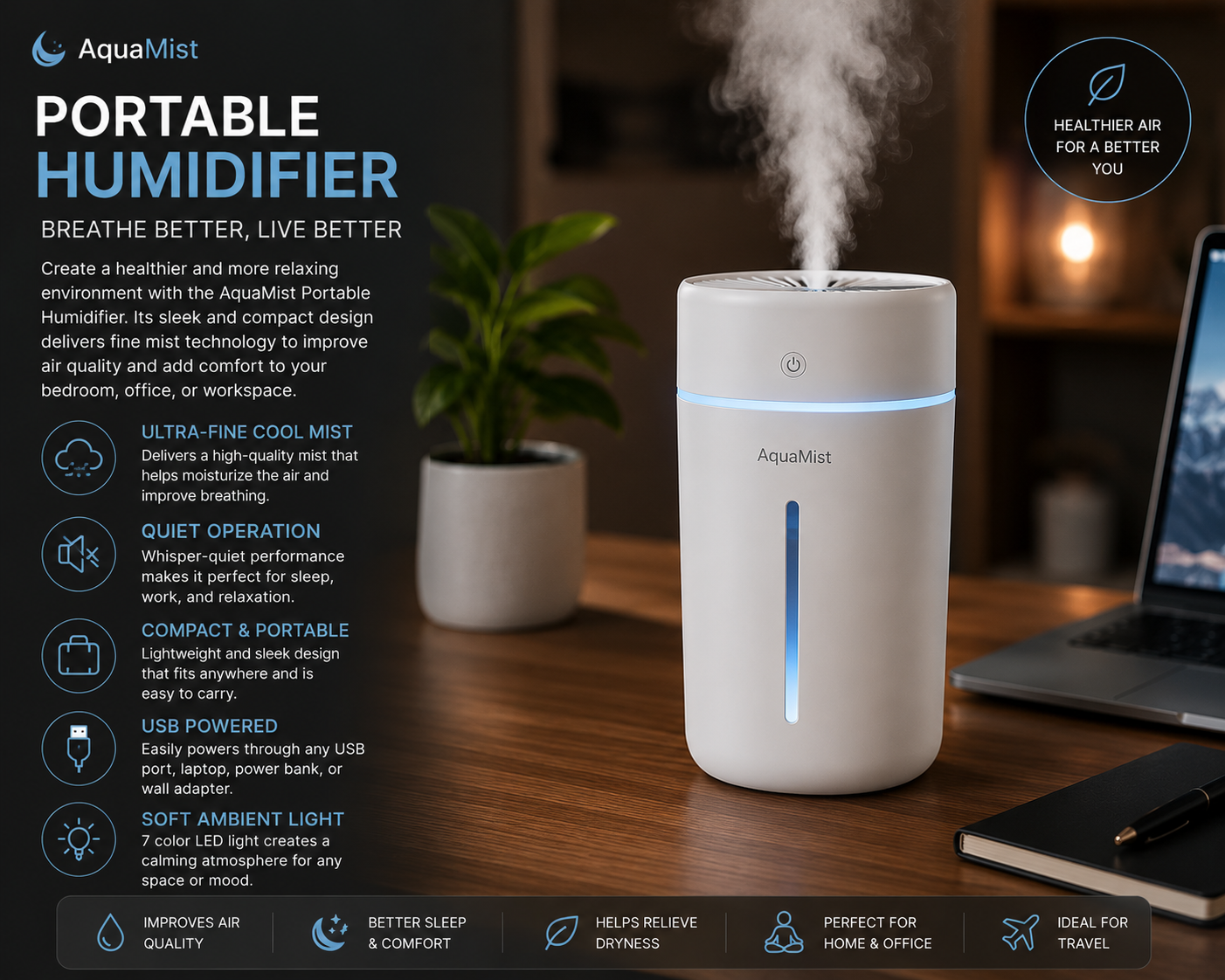 AquaMist Portable Humidifier