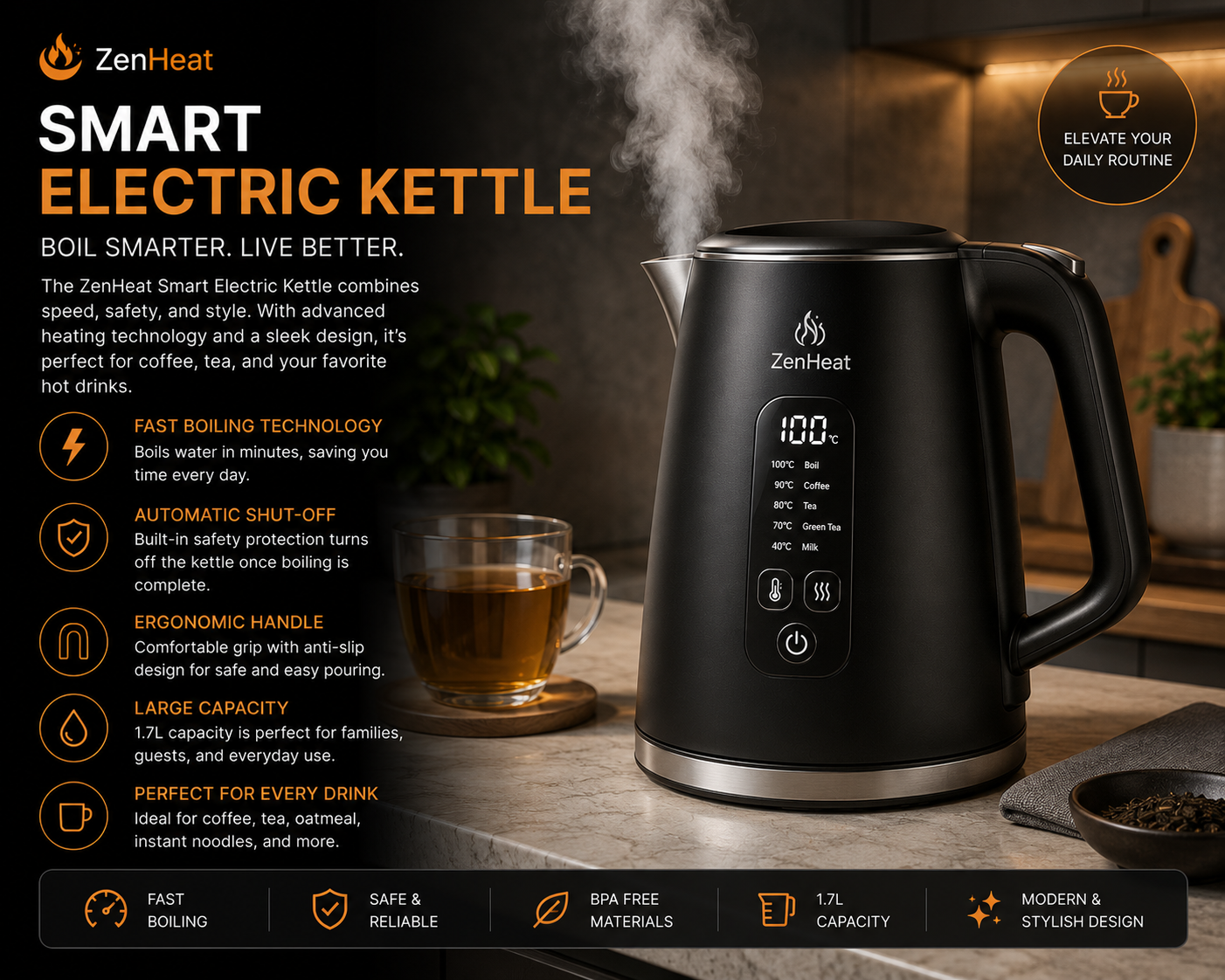 ZenHeat Smart Electric Kettle