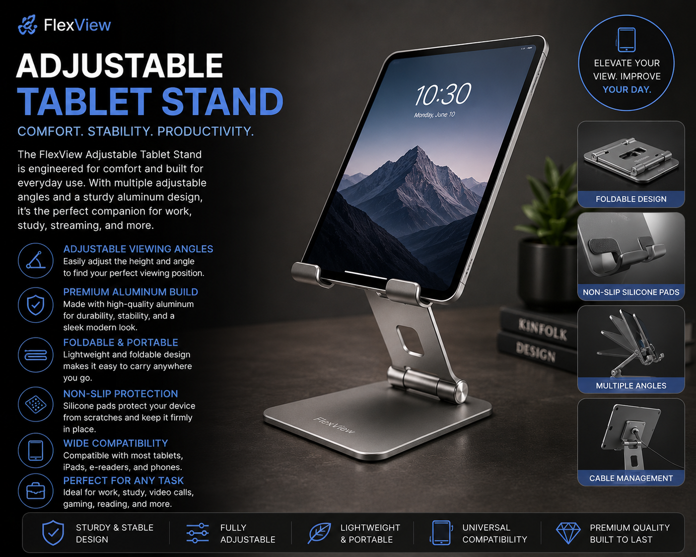 FlexView Adjustable Tablet Stand