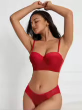 Red Lace Set Bra & Panty Set  | Clestora