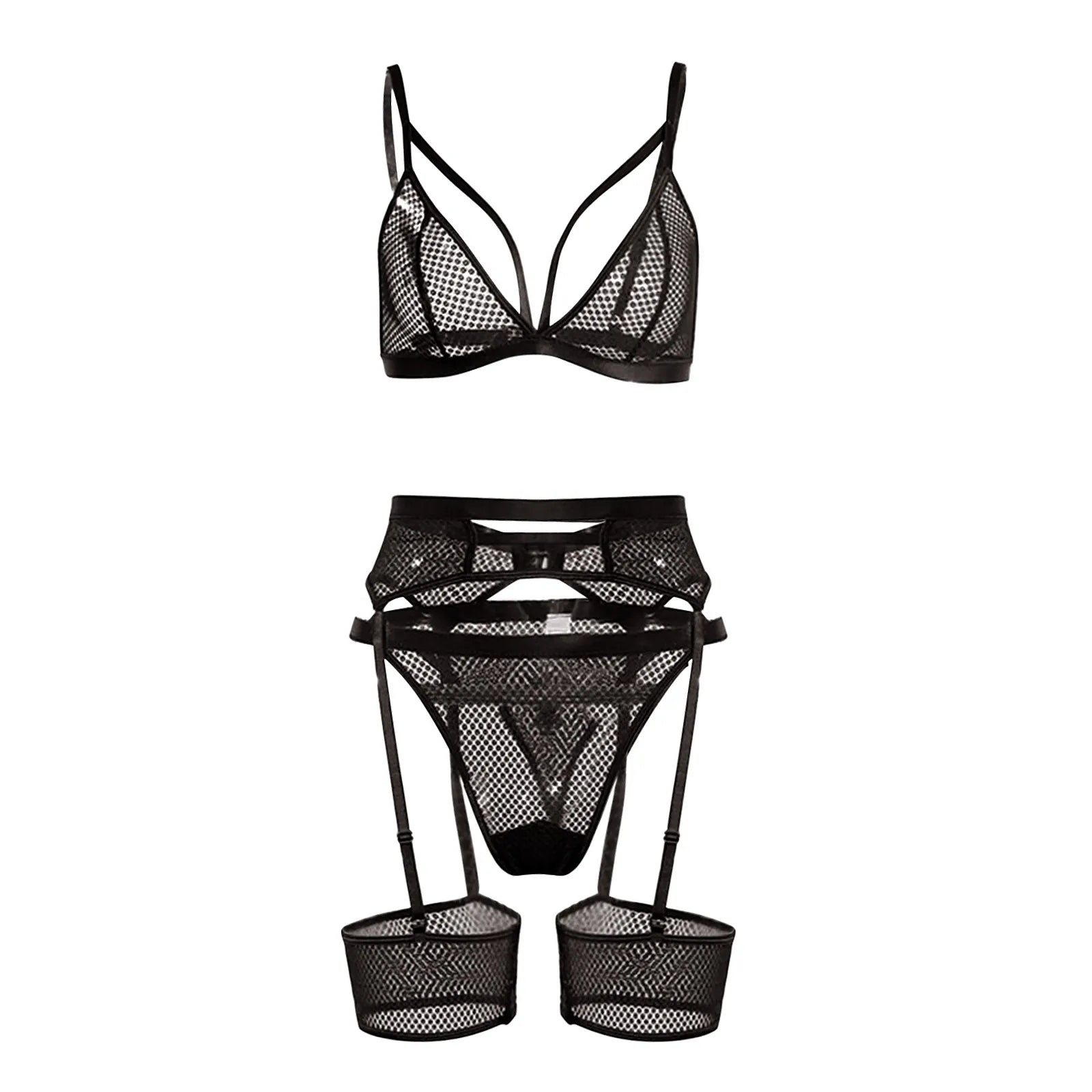 Lace Sheer Garter Set Bra & Panty Set  | Clestora