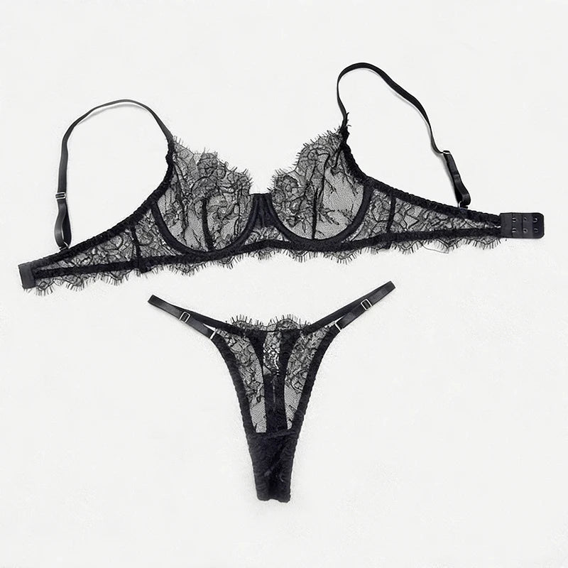 Lace Sheer Set Bra & Panty Set  | Clestora