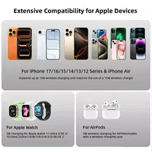 Bonola 3 in 1 Magnetic Wireless Charger for iPhone 17/16/15/13/14/12 30W W | Clestora
