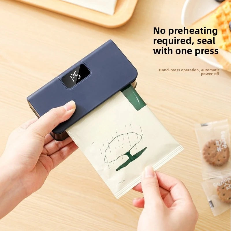 2 in 1 Mini Bag Sealer Rechargeable Bag Sealer Heat Seal with Cutter and Magnet Bag Resealer Machine for Plastic Bags Snack Bags