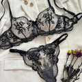 Sheer Floral Set Bra & Panty Set  | Clestora