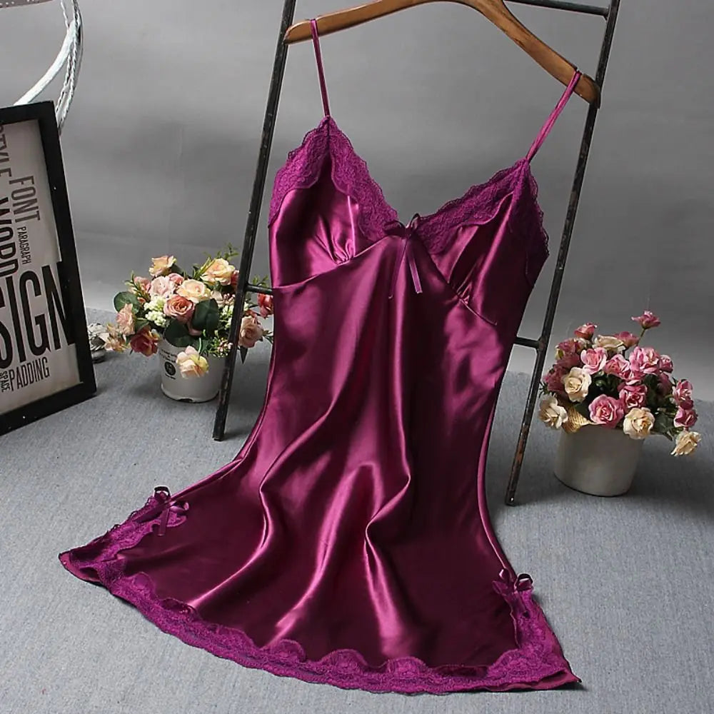 Luxury Satin Lace Nightdress – Elegant Sleepwear for Women