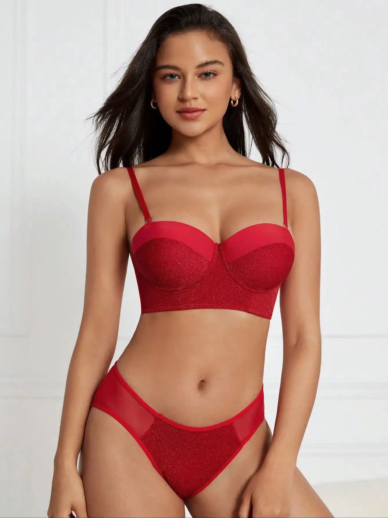 Red Lace Set Bra & Panty Set  | Clestora