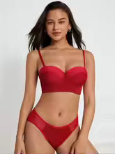 Red Lace Set Bra & Panty Set  | Clestora