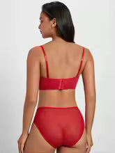 Red Lace Set Bra & Panty Set  | Clestora