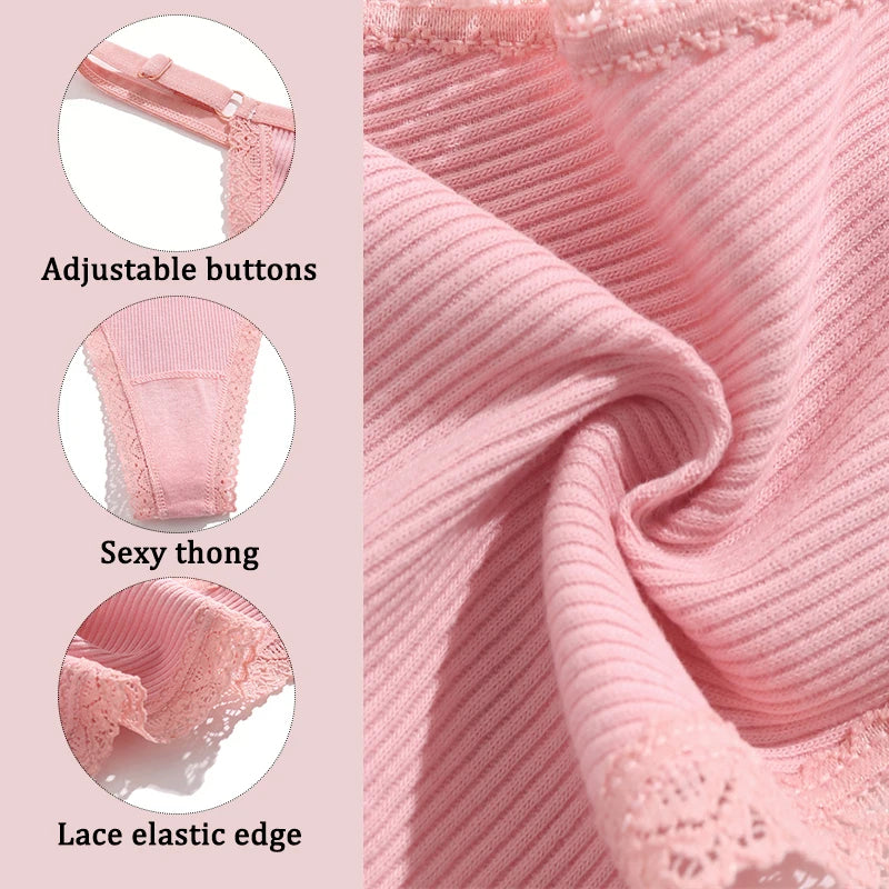 5-Pack Women's Cotton Lace Thongs – Soft & Comfortable Everyday Fit
