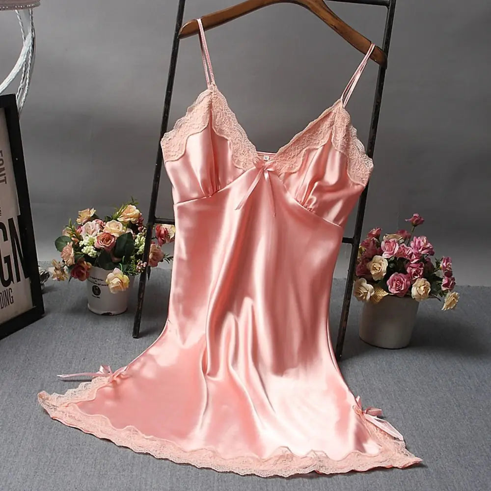 Luxury Satin Lace Nightdress – Elegant Sleepwear for Women