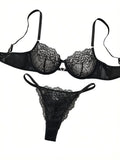 Black Lace Set Bralette Set | Clestora