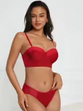 Red Lace Set Bra & Panty Set  | Clestora