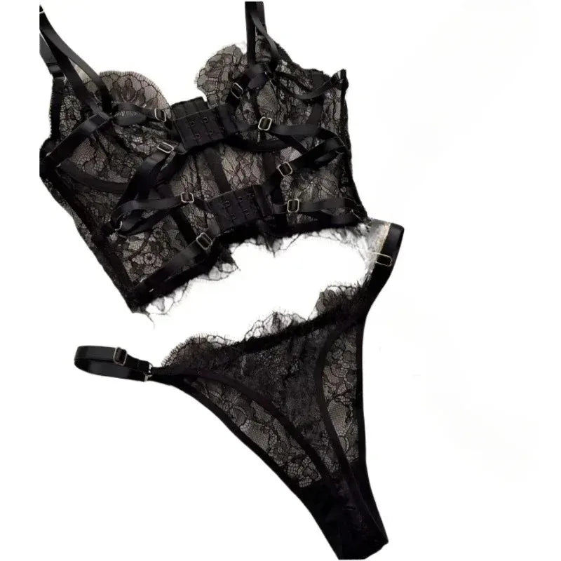 Lace Sheer Bra & Panty Set  | Clestora