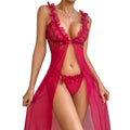 Red Lace Mesh Set Babydoll  | Clestora