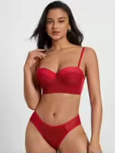 Red Lace Set Bra & Panty Set  | Clestora