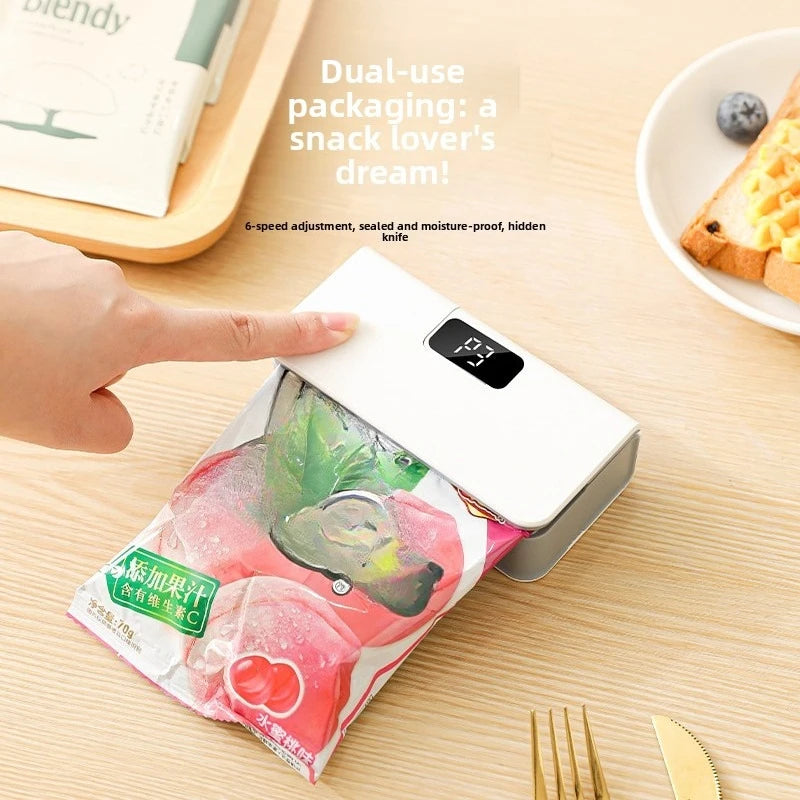 2 in 1 Mini Bag Sealer Rechargeable Bag Sealer Heat Seal with Cutter and Magnet Bag Resealer Machine for Plastic Bags Snack Bags