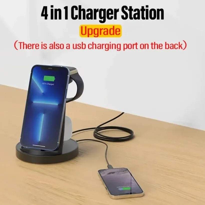 Portable Wireless Charger for iPhone Apple Watch AirPods 4 in 1 Fast Charg | Clestora