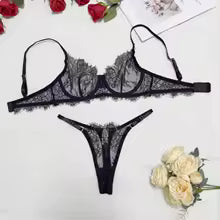 Lace Sheer Set Bra & Panty Set  | Clestora