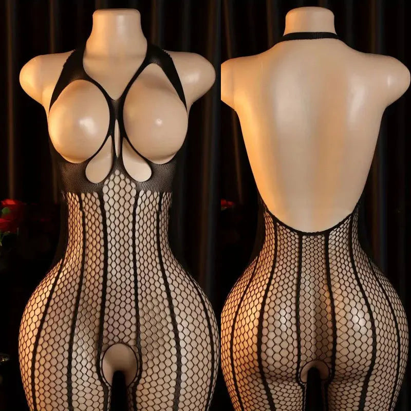 Luxury Lace Bodysuit – Elegant Fishnet One-Piece Lingerie