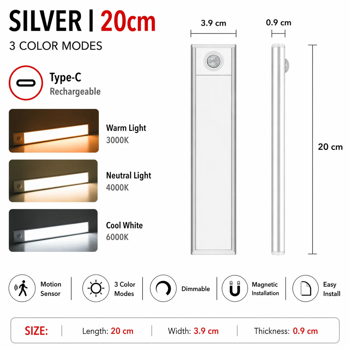 Clestora MotionGlow™ – Rechargeable Motion Sensor Light