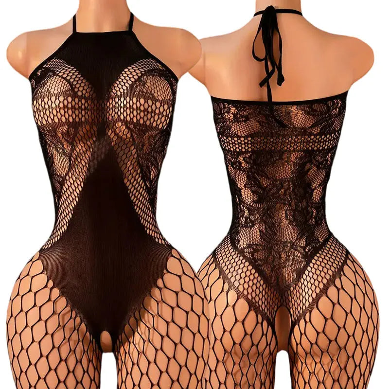 Luxury Lace Bodysuit – Elegant Fishnet One-Piece Lingerie