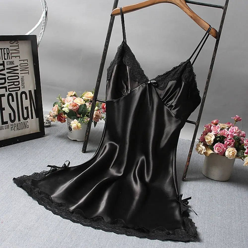 Luxury Satin Lace Nightdress – Elegant Sleepwear for Women