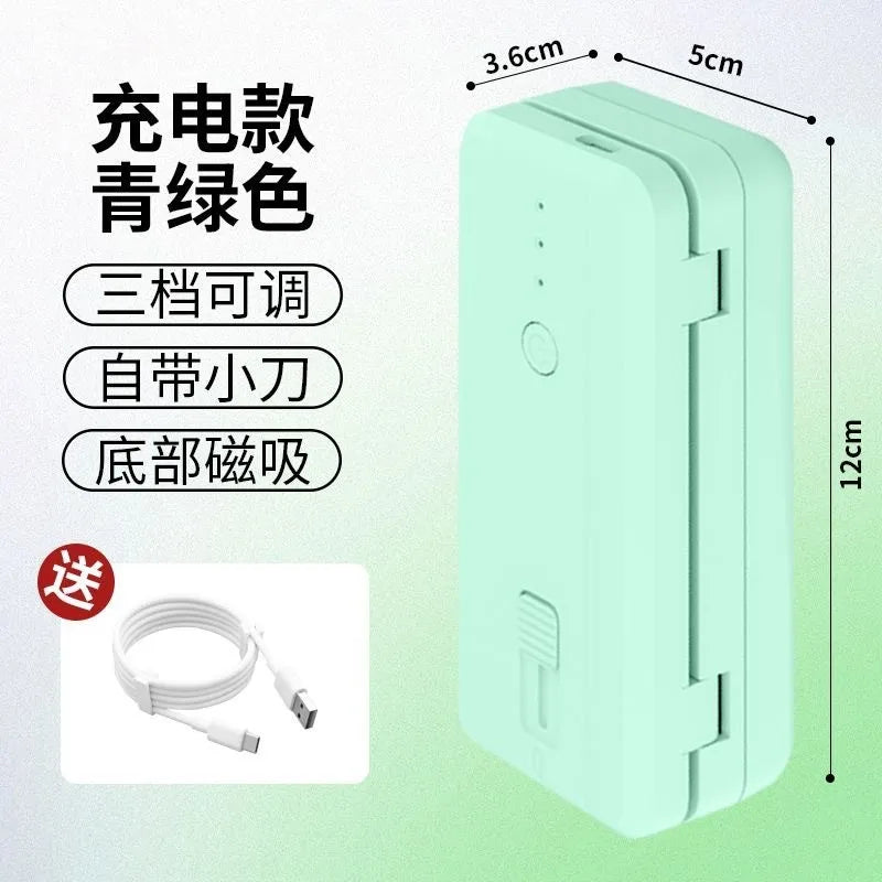 2 in 1 Mini Bag Sealer Rechargeable Bag Sealer Heat Seal with Cutter and Magnet Bag Resealer Machine for Plastic Bags Snack Bags
