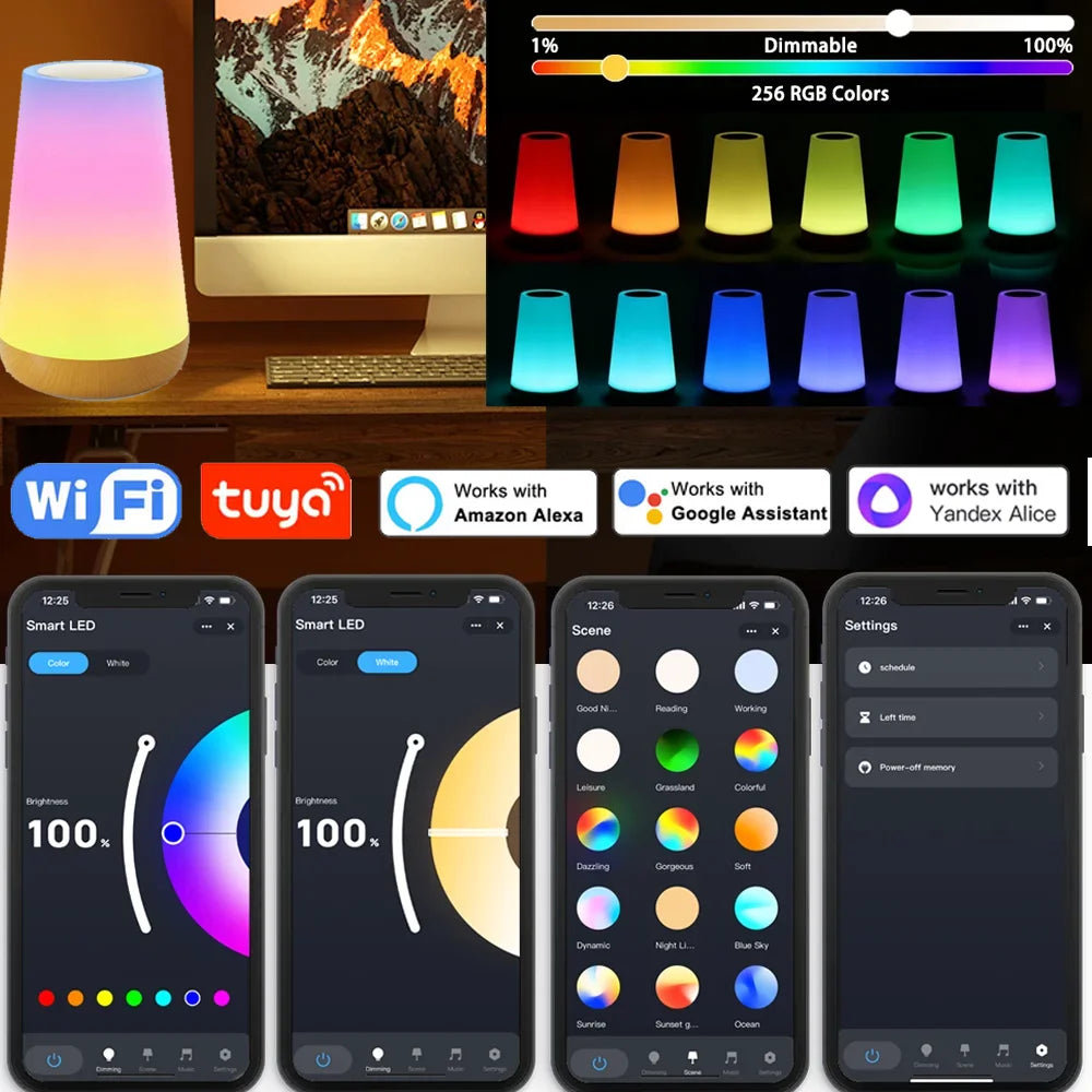 Lámpara de Noche Inteligente Táctil LED RGB CCT WiFi TUYA, Lámpara | Clestora