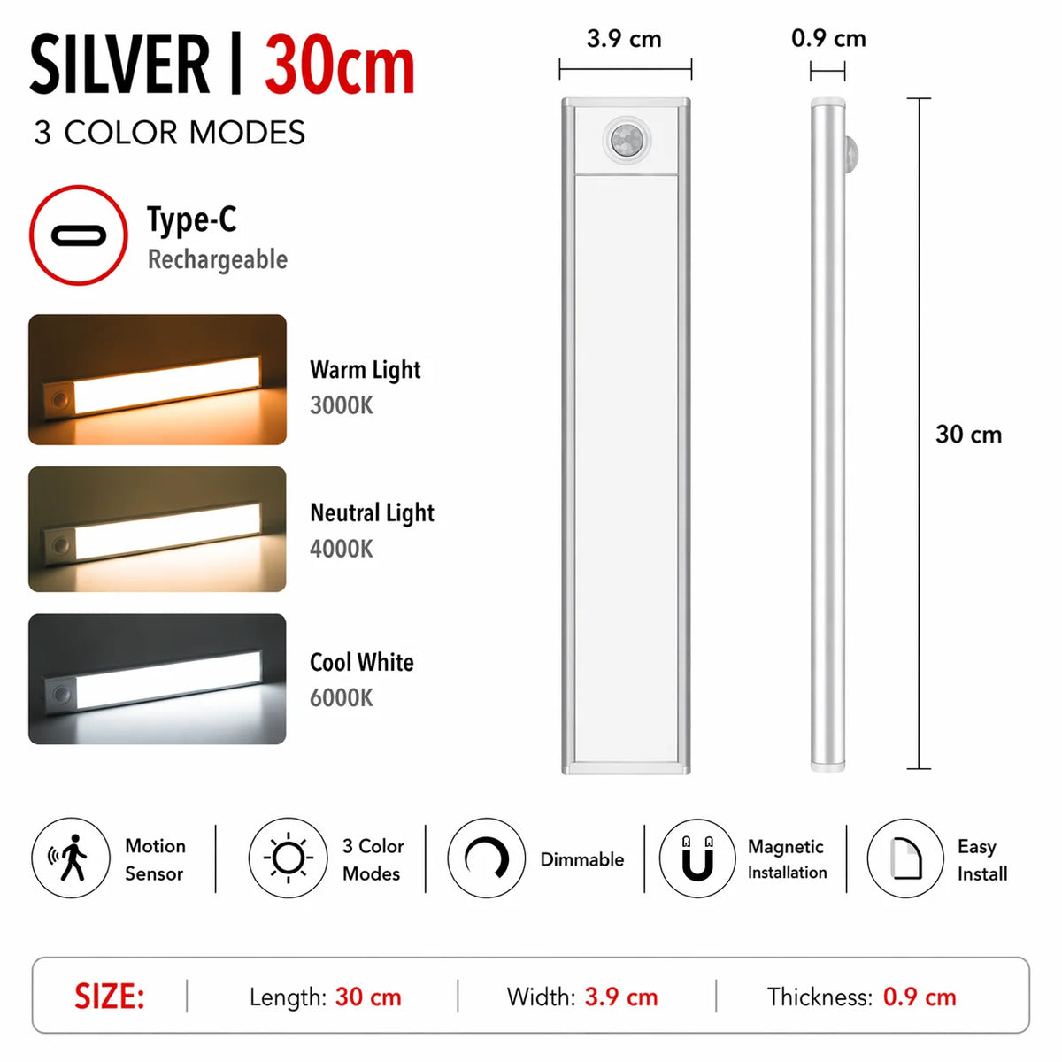 Clestora MotionGlow™ – Rechargeable Motion Sensor Light